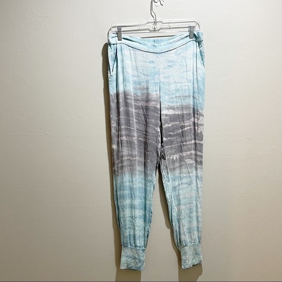 YOUNG FABULOUS & BROKE Women’s Blue Gray Tie Dye WEEKEND Jogger Pants - Picture 1 of 6